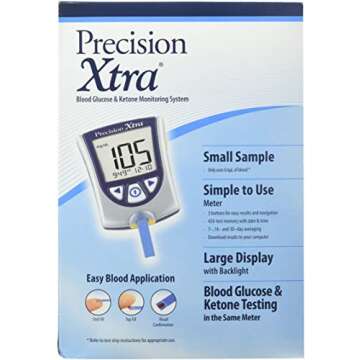 DSS Precision Xtra Blood Glucose Meter Kit, Results in 5 seconds, Strips Not Included (1 Kit)
