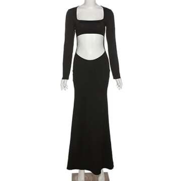 Women Spaghetti Strap Sleeveless Bodycon Long Dress Cut Out Halter High Split Maxi Dress Club Beach Evening Night Dress (S, H-black)