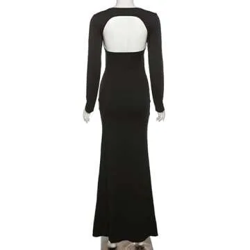 Women Spaghetti Strap Cut Out Bodycon Maxi Dress