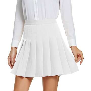 Urban CoCo Pleated High Waist Skirt for Women - White