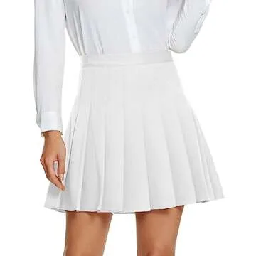 Urban CoCo Pleated High Waist Skirt for Women - White