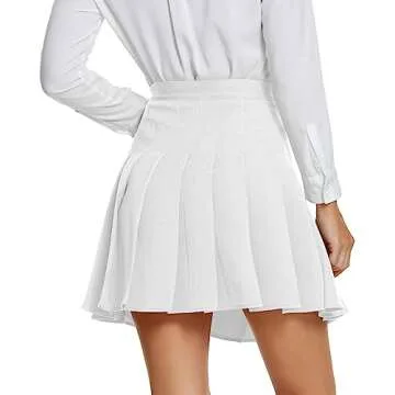 Urban CoCo Pleated High Waist Skirt for Women - White