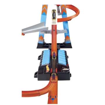 Hot Wheels Toy Car Track Set, Sky Crash Tower More Than 2.5-ft Tall, Includes 1:64 Scale Vehicle & Motorized Booster, Jumps & Loops