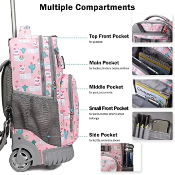 Tilami 19 inch Rolling Backpack with Lunch Bag for Kids