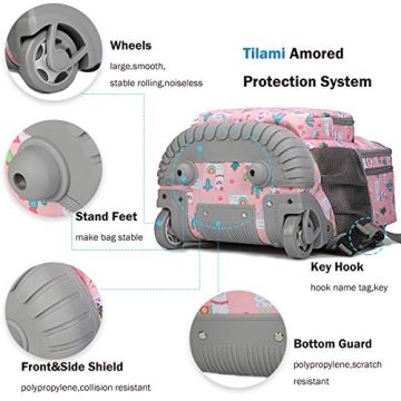 Tilami 19 inch Rolling Backpack with Lunch Bag for Kids