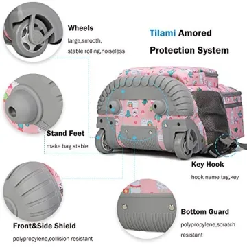 Tilami 19 inch Rolling Backpack with Lunch Bag for Kids