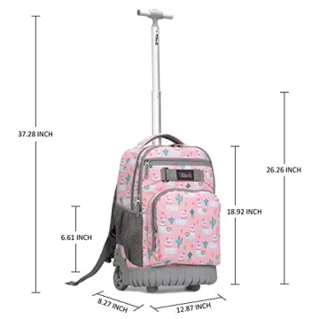 Tilami 19 inch Rolling Backpack with Lunch Bag for Kids