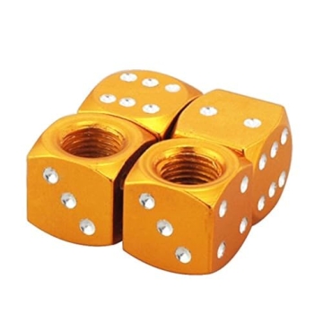 Mavota 4 Pcs Gold Dice Tire Valve Stem Caps - Stylish Protection and Fun!
