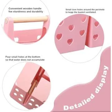 Anyoifax Portable Shower Caddy Plastic Shower Basket Organizer Divided Bathroom Caddy Storage Cleanning Caddy Tote with Handle for College, Dorm Room, Kitchen, Pink