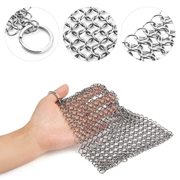 PIBC 316L Stainless Steel Chainmail Scrubber for Cast Iron Cooking