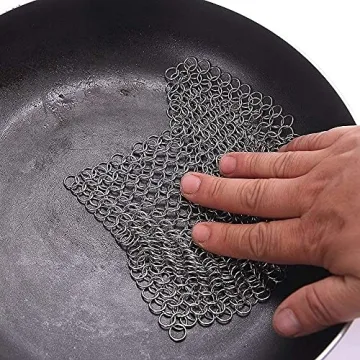 PIBC 316L Stainless Steel Chainmail Scrubber for Cast Iron Cooking