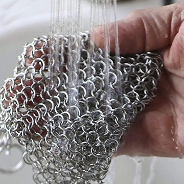 PIBC 316L Stainless Steel Chainmail Scrubber for Cast Iron Cooking