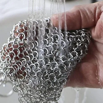 PIBC 316L Stainless Steel Chainmail Scrubber for Cast Iron Cooking