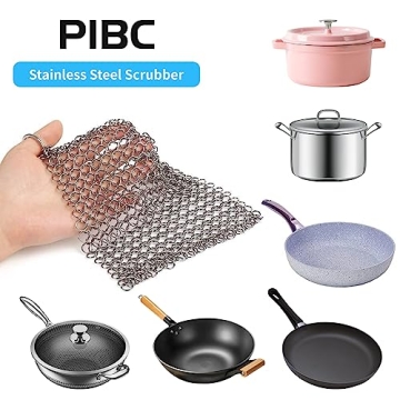 PIBC 316L Stainless Steel Chainmail Scrubber for Cast Iron Cooking
