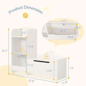 Curipeer Kids Bookshelf and Toy Storage Organizer with Reading Nook for Kids, 3-Tier Baby Nursery Bo...