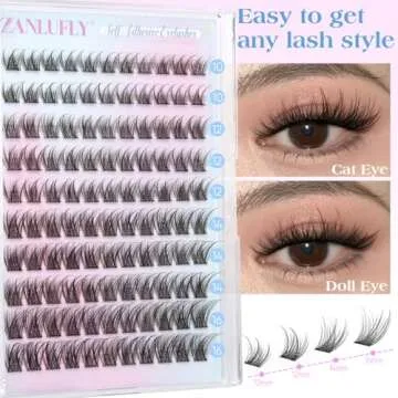 Self Adhesive Eyelashes Natural Self Adhesive Lash Clusters Pre glued Eyelash Clusters zanlufly No Glue Needed Lashes Wispy C Curl Cluster Eyelash extensions 10-16MM Individual Lashes