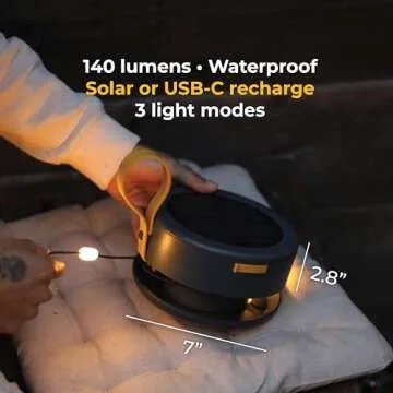 MPOWERD Luci Solar String Lights + Power Hub: White 44' Rechargeable via Solar or USB-C, Detachable 44 ft Cord, 140 Lumens LEDs, Lasts Up to 40 Hours, Waterproof, Camping, Pool/Patio, Travel