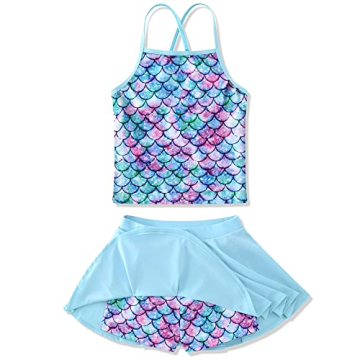 Little Girls Mermaid Tankini Swimsuit - Adjustable Straps for Comfort