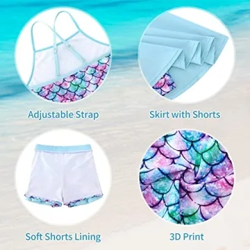 Mermaid Tankini Swimsuit for Little Girls Size 7-8