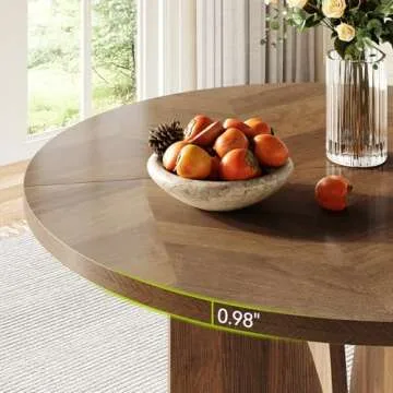 LITTLE TREE 39-Inch Dining Table for 4, Rustic Kitchen Table, Round Dining Table with X-Shaped Stable Pedestal, Farmhouse Dinner Table for Dining Room, Living Room