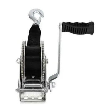 Camco Trailer Boat Winch | Features a 2-Way Ratchet & 20-Foot Strap with a 2,000lb Weight Capacity (50000)