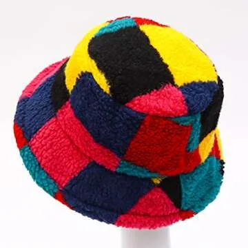 Multicolor Teddy Velvet Bucket Hat for Winter Warmth