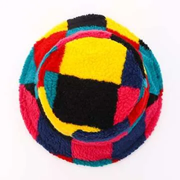 Multicolor Teddy Velvet Bucket Hat for Winter Warmth