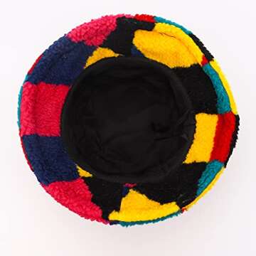 Multicolor Teddy Velvet Bucket Hat for Winter Warmth