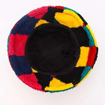 Multicolor Teddy Velvet Bucket Hat for Winter Warmth