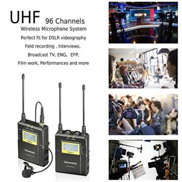 Saramonic UHF Wireless Lavalier Microphone DSLR, UwMic9 96-Channel 2-Channel Microphone System for Canon Nikon DSLR & Camcorder News Gathering Vlog YouTube Video Interview