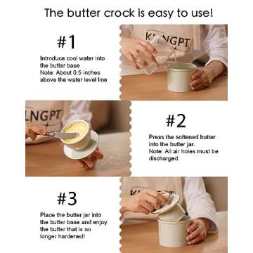 Jersinwei French Butter Dish, Butter Crock for Counter with Water Line, Ceramic Butter Keeper for Spreadable Butter - Chrismas Gift Home Kitchen Decor - Reactive Glaze Collection - Lichen Green