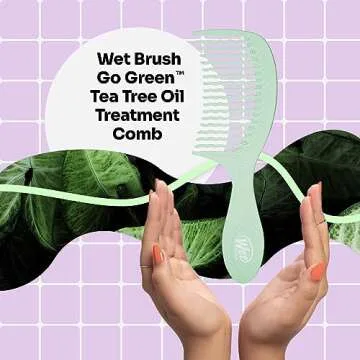 Wet Brush Go Green Tea Tree Oil Infused Treatment Comb - Wide Tooth Hair Detangler with WaveTooth De...