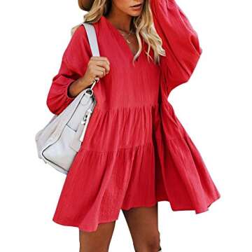 FANCYINN Long Sleeve Babydoll Dress for Women