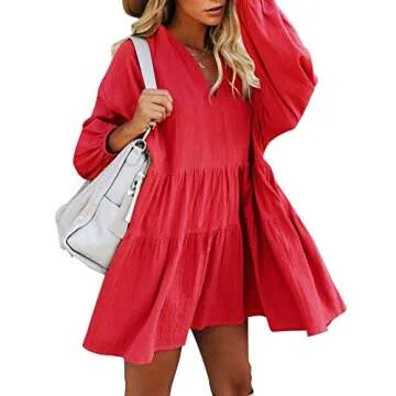 FANCYINN Long Sleeve Babydoll Dress for Women