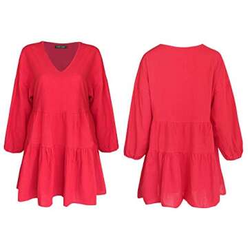 FANCYINN Long Sleeve Babydoll Dress for Women
