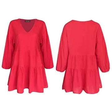 FANCYINN Long Sleeve Babydoll Dress for Women