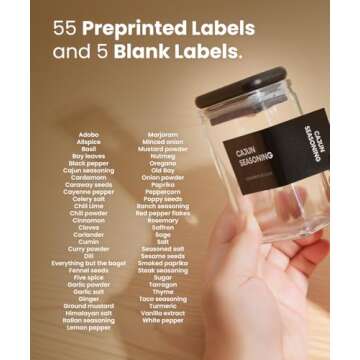 APT 1101 Glass Spice Jars with Labels, 4oz Glass Jars with Bamboo Lids, Square Spice Jars with Labels, Empty Spice Bottles for Seasoning Organizer, Spice Drawer Organizer, 12 Pack (Black)