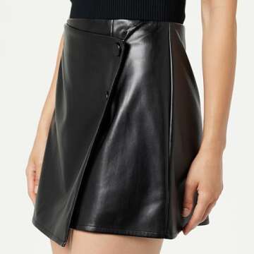 Stylish Plus Size Vegan Leather Mini Wrap Skirt