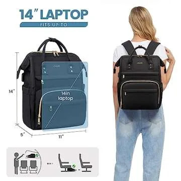 LOVEVOOK Laptop Backpack for Women Teacher Backpack Nurse Bag,Work Bag Backpack Purse Bag Anti-Theft Travel Backpack with USB Charging Port,14 Inch Backpack for College Business Casual