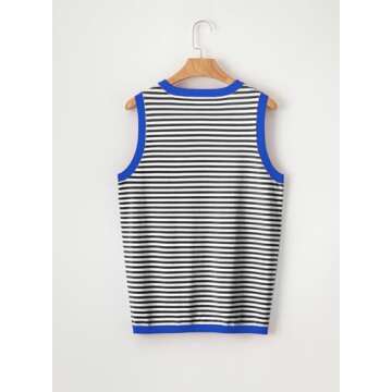 Dokotoo Womens Summer Tops Trendy 2025 Casual Tank Top for Women Fashion Striped Knit Sleeveless Shirts Lightweight High Low Cami Shirt Blouses Black XX-Large