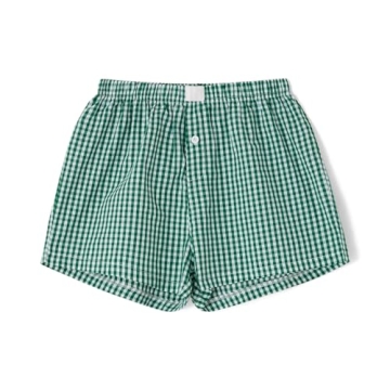 Comfortable Y2k Boxer Shorts for Women - Plaid Sleepwear & Loungewear