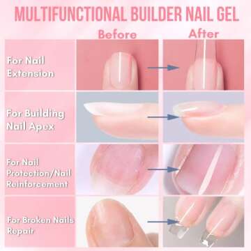 Makartt Clear Builder Nail Gel, 7 in 1 Gel Nail Polish Rubber Base Gel Coat Hard UV Gel Nail Strengt...