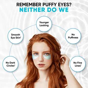 Under Eye Patches for Puffy Eyes, Dark Circles, Dull Skin - Natural Moisturizing Support - Help with Wrinkles and Fine Lines - Under Eye Mask with Hyaluronic Acid, Collagen, Caffeine - 30 Pairs