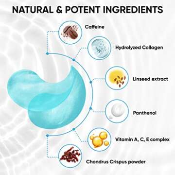 Under Eye Patches for Puffy Eyes, Dark Circles, Dull Skin - Natural Moisturizing Support - Help with Wrinkles and Fine Lines - Under Eye Mask with Hyaluronic Acid, Collagen, Caffeine - 30 Pairs