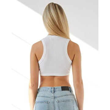 Lauweion Women's Trendy High Neck Crop Tank Top