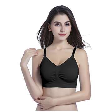 Suekaphin 2PACK Nursing Maternity Bra for Pregnancy Women Breastfeeding Comfortable Sleeping with Extenders,Gray+Black,Large