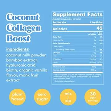 GOLDE - Vegan Collagen Boost Creamer - Vanilla Flavor, Plant-Based Supplement with Hyaluronic Acid a...