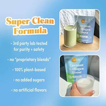 GOLDE - Collagen Boost Vegan Creamer - Vanilla Cream - Plant Based Supplement w/Hyaluronic Acid, Biotin, & Bamboo Extract - Supports Hair, Skin, & Nail Health - 30 Servings