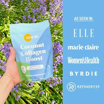 GOLDE - Collagen Boost Vegan Creamer - Vanilla Cream - Plant Based Supplement w/Hyaluronic Acid, Biotin, & Bamboo Extract - Supports Hair, Skin, & Nail Health - 30 Servings