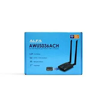 【New Version Type-C WiFi USB】 ALFA AWUS036ACH Long-Range Dual-Band AC1200 Wireless Wi-Fi Adapter w/2x 5dBi External Antennas – 2.4GHz 300Mbps/5GHz 867Mbps – 802.11ac & A, B, G, N